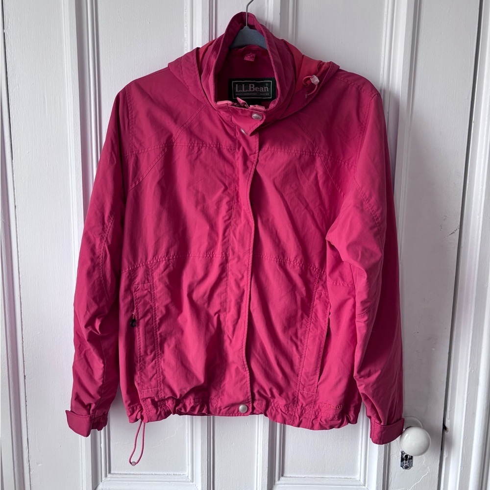 Vintage LL Bean Coral Orange Rain Jacket Size Small Weather Channel Exclusive